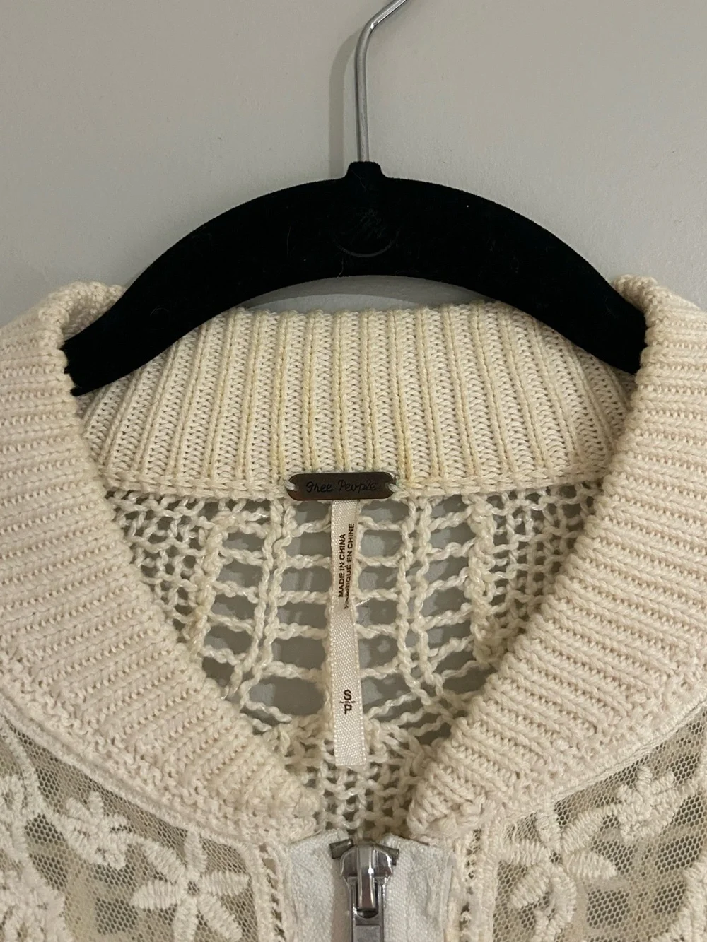 Free People Crochet Lace Bomber Jacket | Boho Festival Cottagecore - Size S